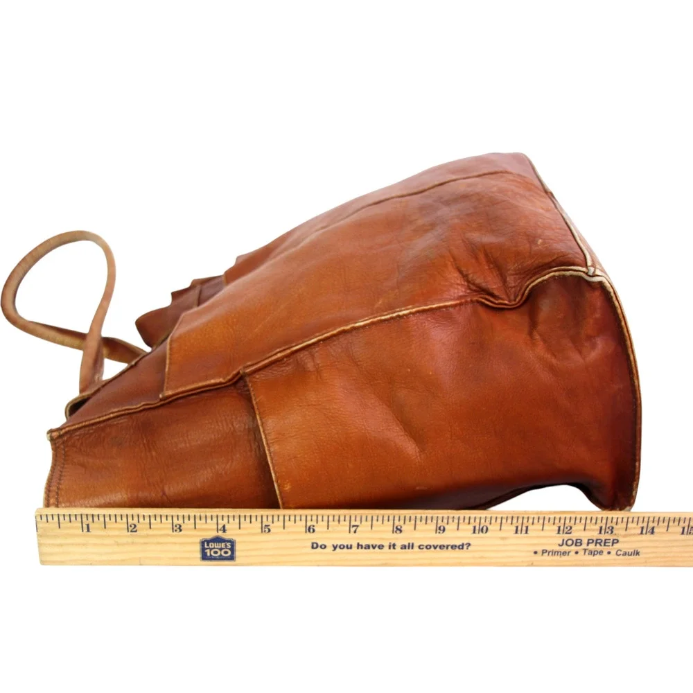 LARGE Graffeo BROWN GENUINE LEATHER SHOULDER BAG TOTE HANDBAG BOHO PURSE